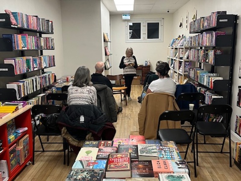 Author reading at Take Cover Books, Peterborough, ON